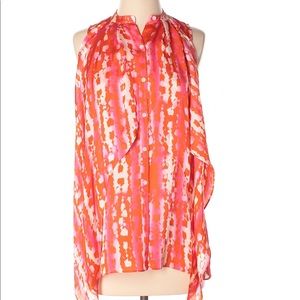 Pink and orange silk blouse